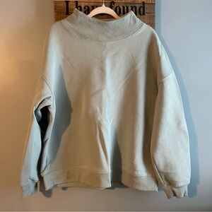 Cozy mock neck scuba sweatshirt light aqua blue turquoise size XL cotton blend